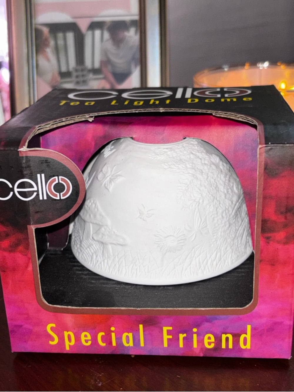 Cello White Floral Embossed Tea Light Dome